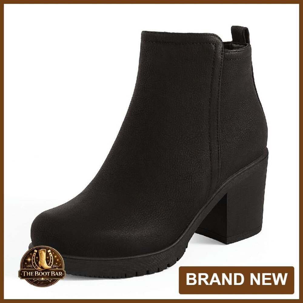 Women's Ankle Boots Chunky Heel Platform Suede Pointed Toe Size 7